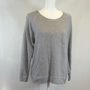 Calvin Klein Performance Women's Gray Striped Long Sleeve Pocket Top 100% Cotton